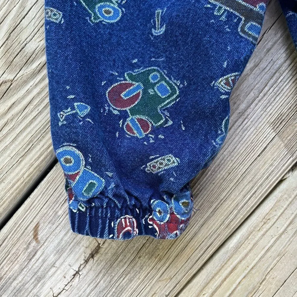 Baby B'Gosh Boys Vintage Overalls Blue Truck Print Size 12M